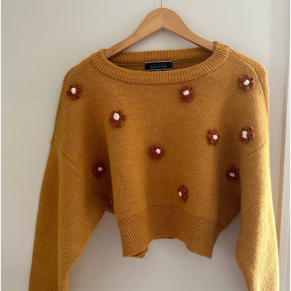 cropped blue blush sweater